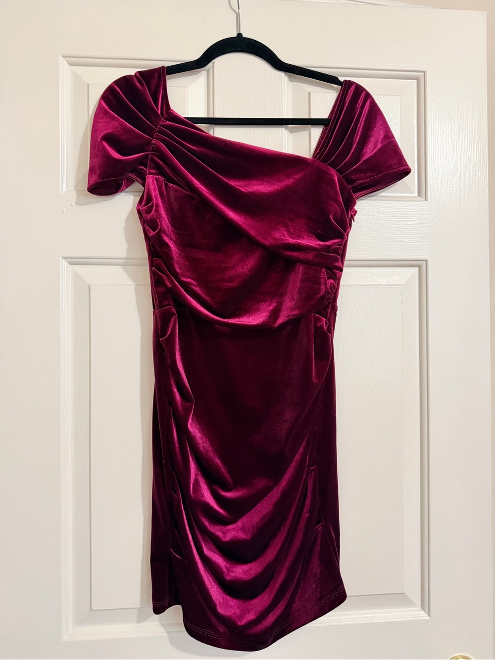 ASOS Velvet Off-Shoulder Cocktail Dress in Burgundy